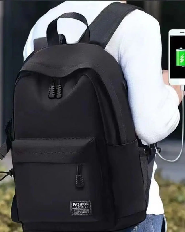 Minimalistischer Schulrucksack Grau mit USB