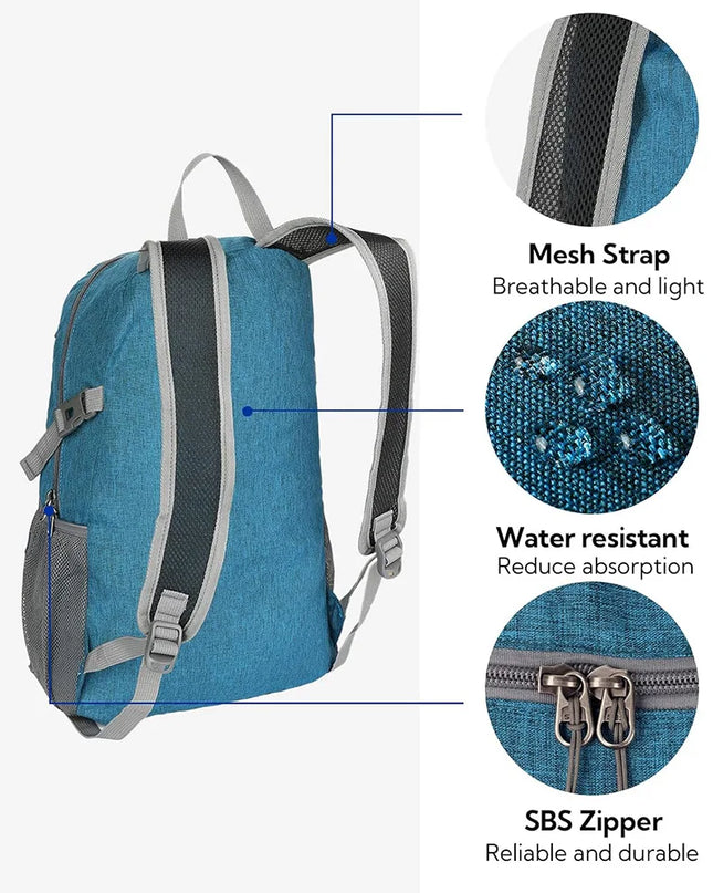 Leichter Faltrucksack 20L Petrolblau