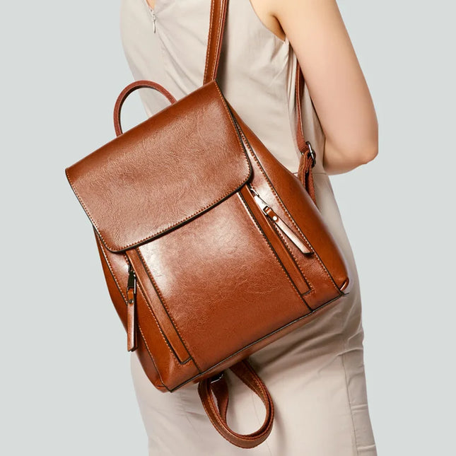 Rucksack Damen Leder Braun 20-35L