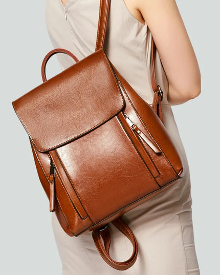 Rucksack Damen Leder Grau 20-35L