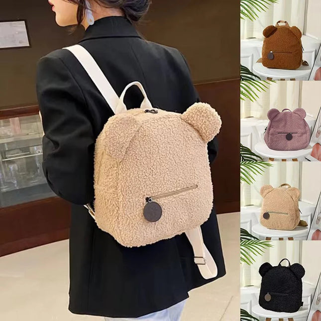 Schulrucksack Plüsch Tierohren – Schwarz &