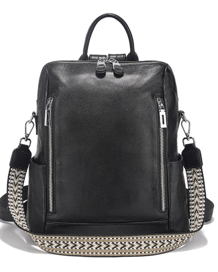 Rucksack Damen Leder Schwarz