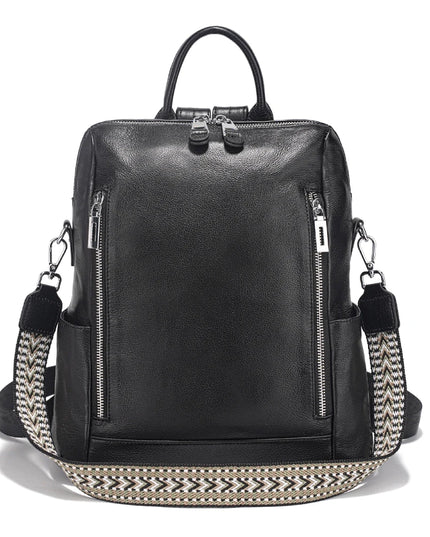 Rucksack Damen Leder Schwarz