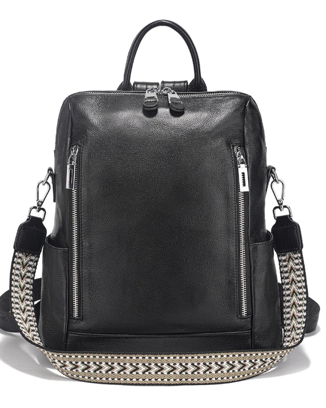 Rucksack Damen Leder Schwarz