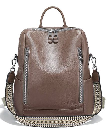 Rucksack Damen Leder mit vielen Fächern