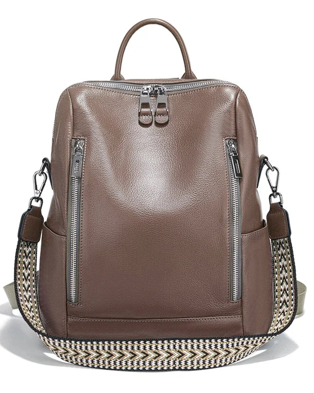 Rucksack Damen Leder mit vielen Fächern