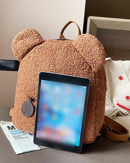 Schulrucksack Teddybär Motiv Schwarz