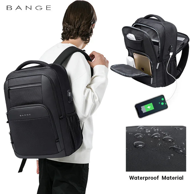 Laptop Rucksack mit USB-Port - Schwarz