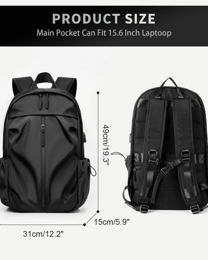 Laptop Rucksack mit USB-Anschluss, Schwarz
