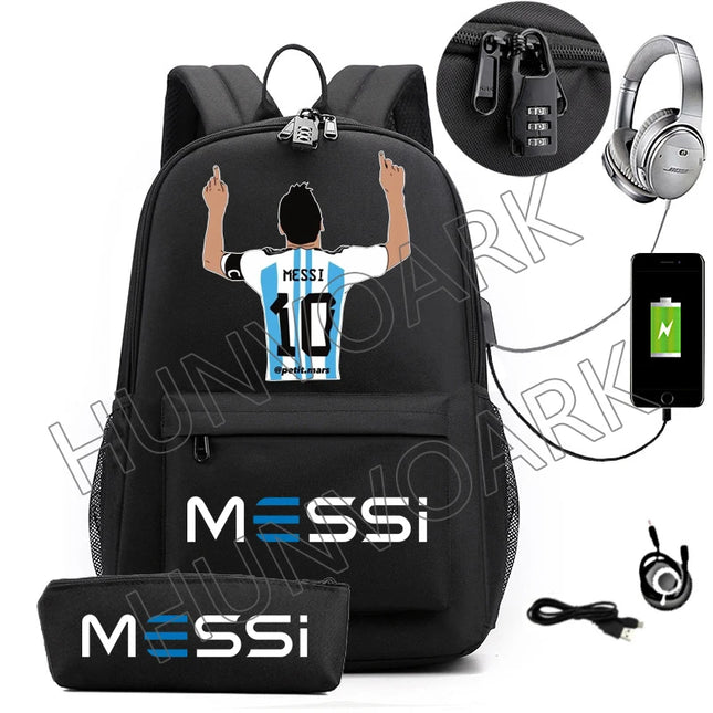 Schulrucksack mit USB-Anschluss - Grau