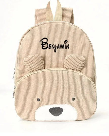 Schulrucksack mit Namen – Bär Khaki