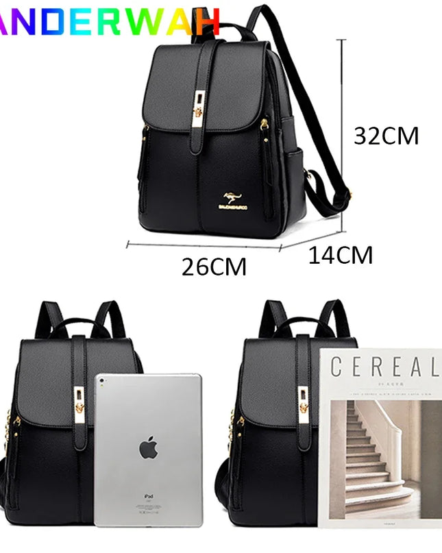 Leder Rucksack Damen klein Blau