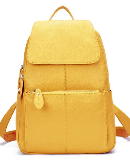 Damen Rucksack Leder Anti-Diebstahl Gelb