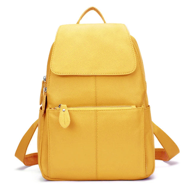 Damen Rucksack Leder Anti-Diebstahl Gelb