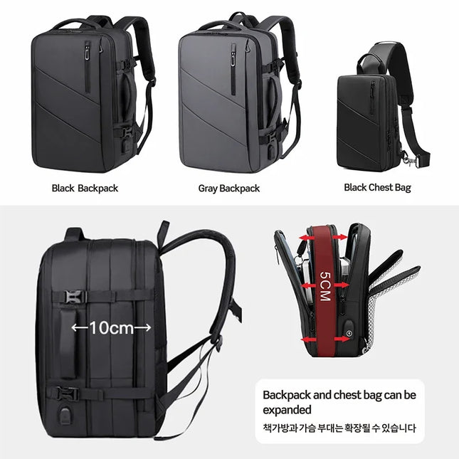 Laptop Rucksack erweiterbar 16 Zoll Grau