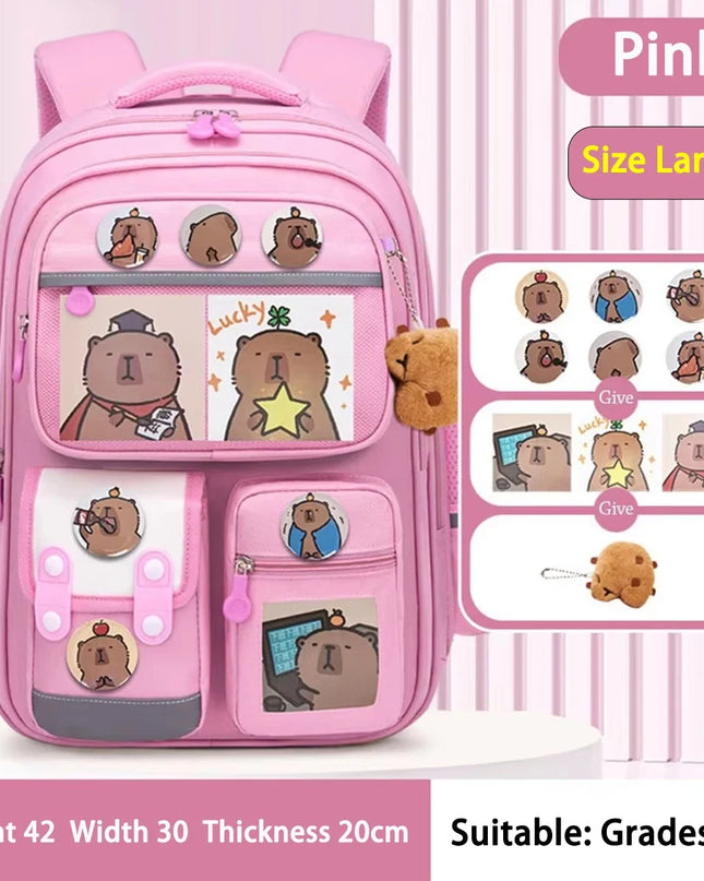 Schulrucksack Capybara Design Pink