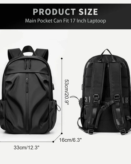 Uni Rucksack Schwarz mit USB-Ladefunktion