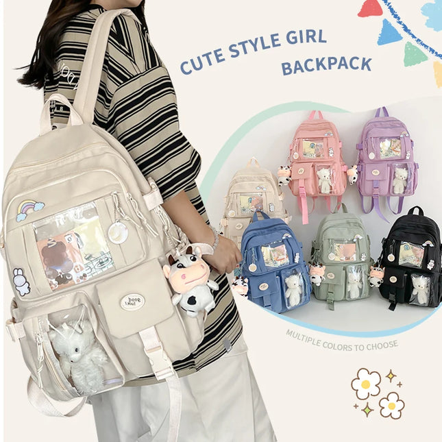 Schulrucksack mit mehreren Fächern Grün