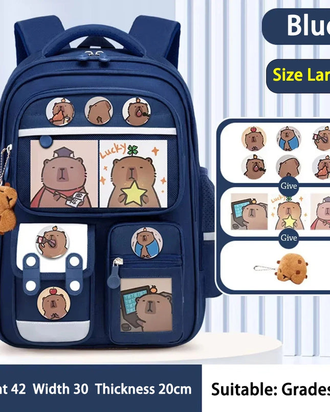 Schulrucksack Capybara Design Blau