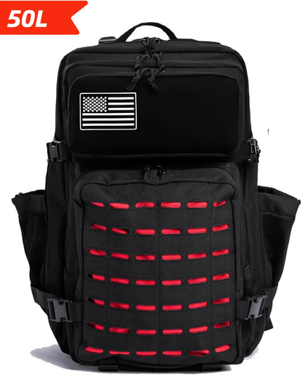 Rucksack Arbeit 50L - Rot-Schwarz Camouflage