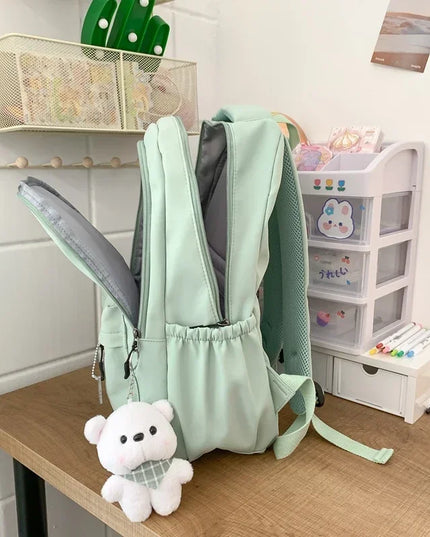 Schulrucksack Damen Nylon Wasserdicht Blau