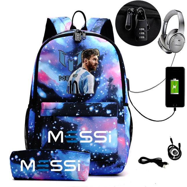 Schulrucksack mit USB-Anschluss in Lavender