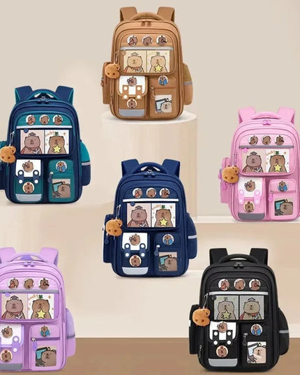 Schulrucksack Capybara Design Blau-Pink