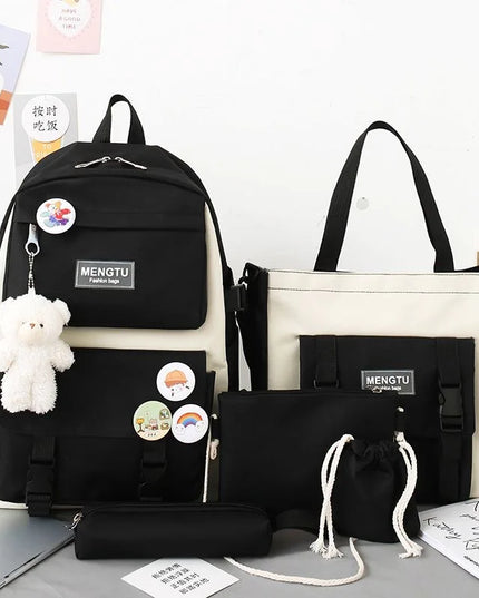 Schulrucksack Set Wasserdicht – Schwarz