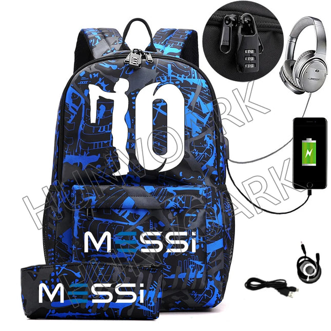 Schulrucksack mit USB-Anschluss in Grün