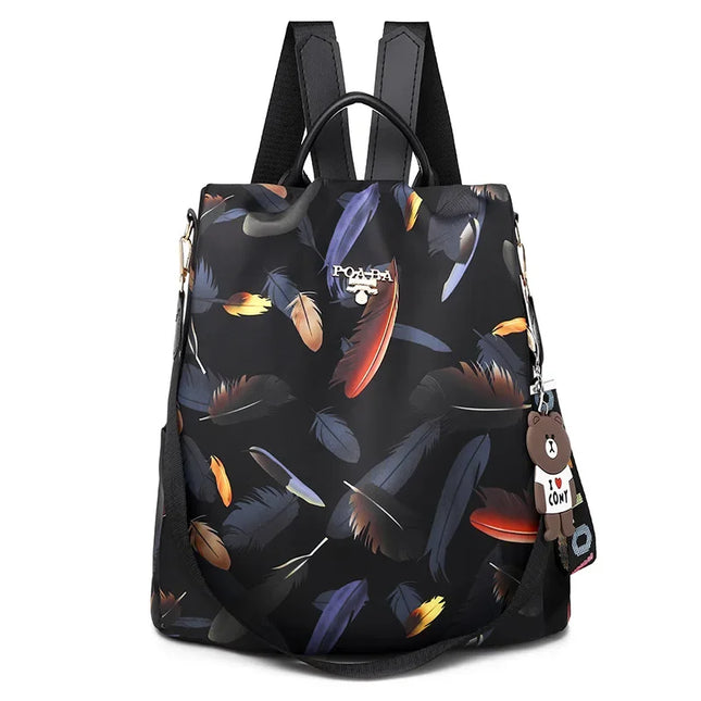 Schulrucksack Damen mit Feder-Muster Oxford