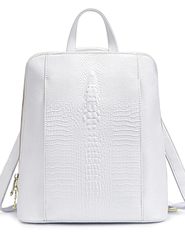 Leder Rucksack Damen A4 & Laptop Weiß
