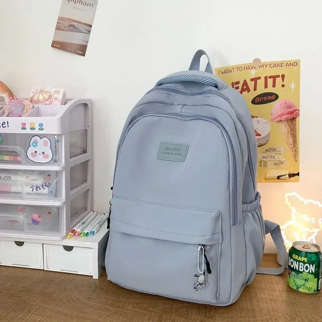 Schulrucksack Damen Nylon Wasserdicht Blau