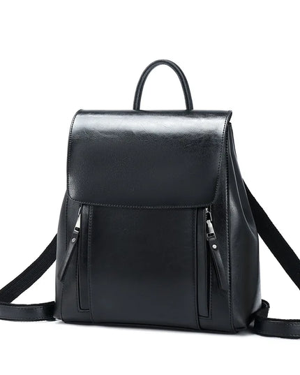 Rucksack Damen Leder Schwarz 20-35L
