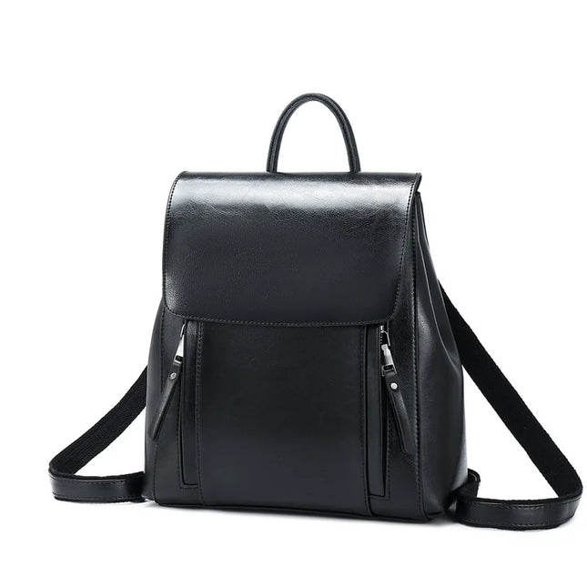 Rucksack Damen Leder Schwarz 20-35L
