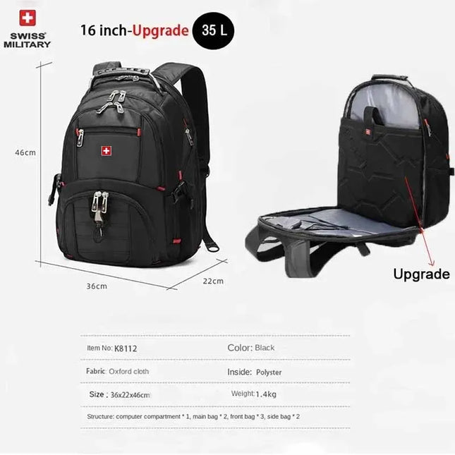 SWISS Laptop Rucksack 16 Zoll Wasserdicht