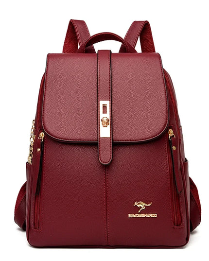 Leder Rucksack Damen klein Burgunderrot