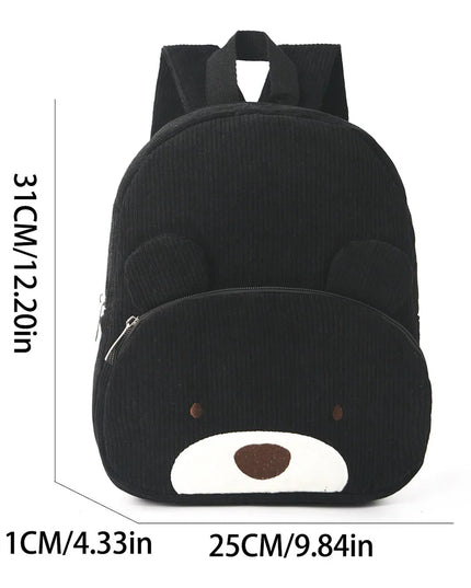 Schulrucksack Kind Bär Plüsch Khaki