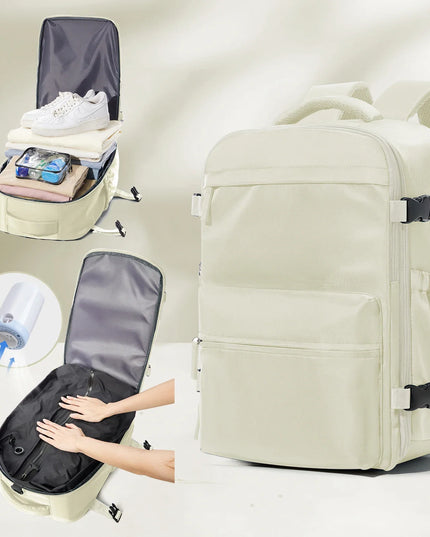 Rucksack erweiterbar 20-35L mit Pumpe Beige