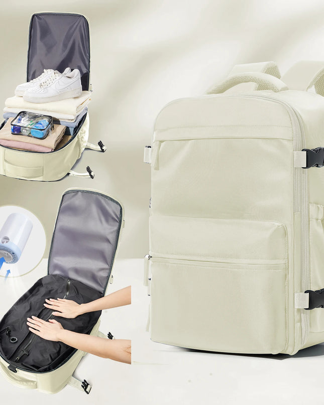 Rucksack erweiterbar 20-35L mit Pumpe Beige