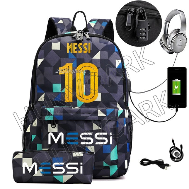 Schulrucksack mit USB-Anschluss Hellgrau