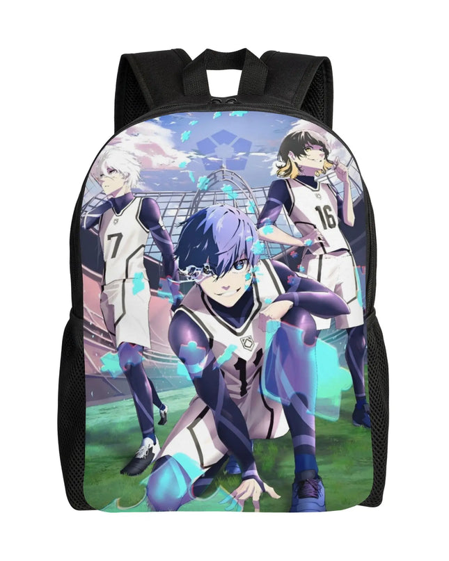 Schulrucksack Anime & Fußball Design Blau