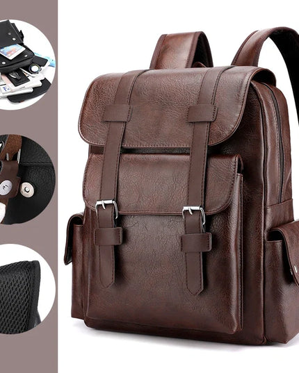 Herren Laptop Rucksack 20-35L Dunkelbraun