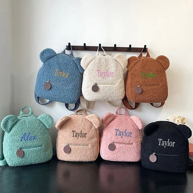 Schulrucksack Plüsch Teddybär Beige