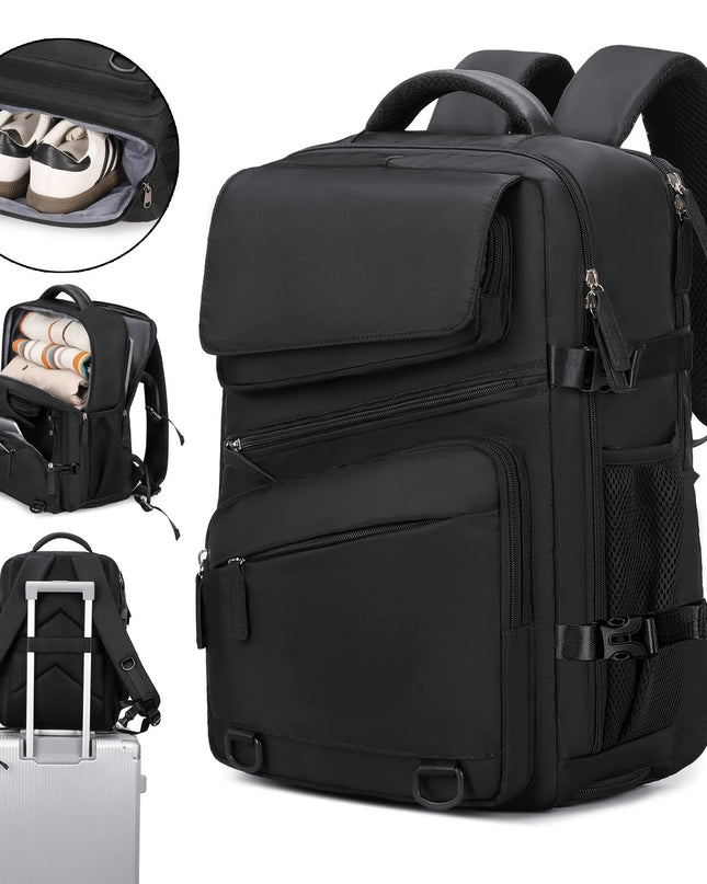 Business Rucksack erweiterbar Schwarz