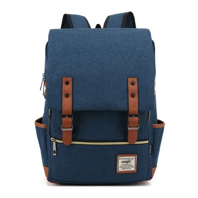 Vintage Laptop Rucksack 16 Zoll Canvas Blau