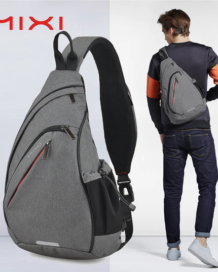 Mixi Sling Bag USB Schwarz für Uni & Pendeln