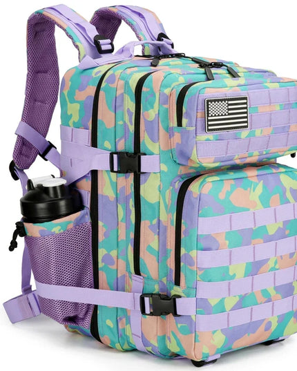 Großer Rucksack 45L Camouflage Lila