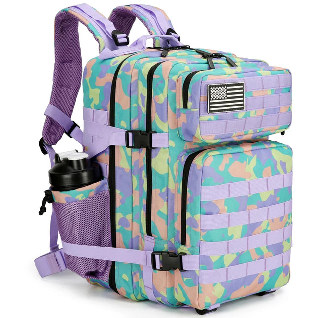 Großer Rucksack 45L Camouflage Lila