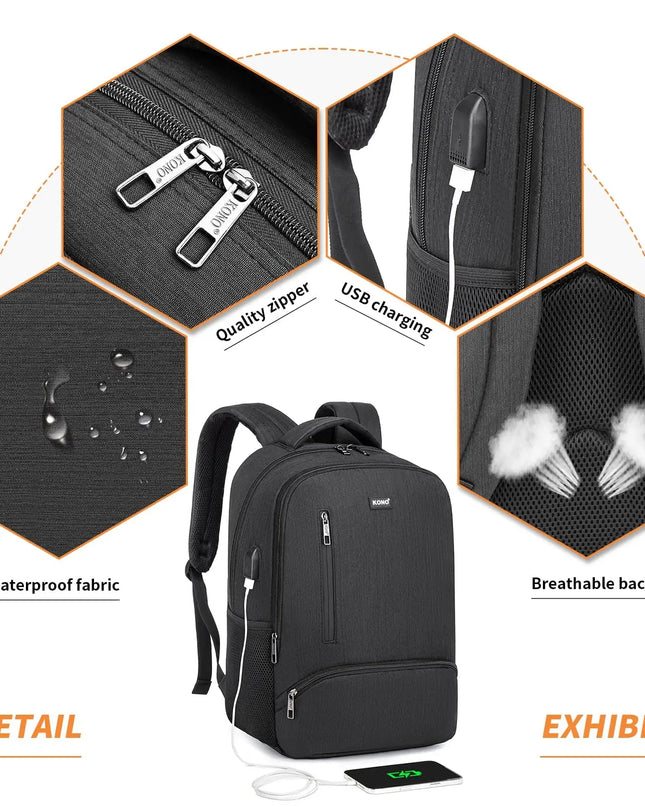Laptop Rucksack Kono Schwarz mit USB-Port