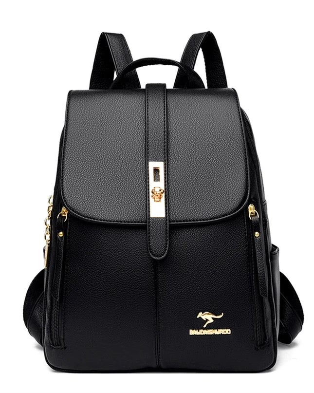 Leder Rucksack Damen klein Schwarz